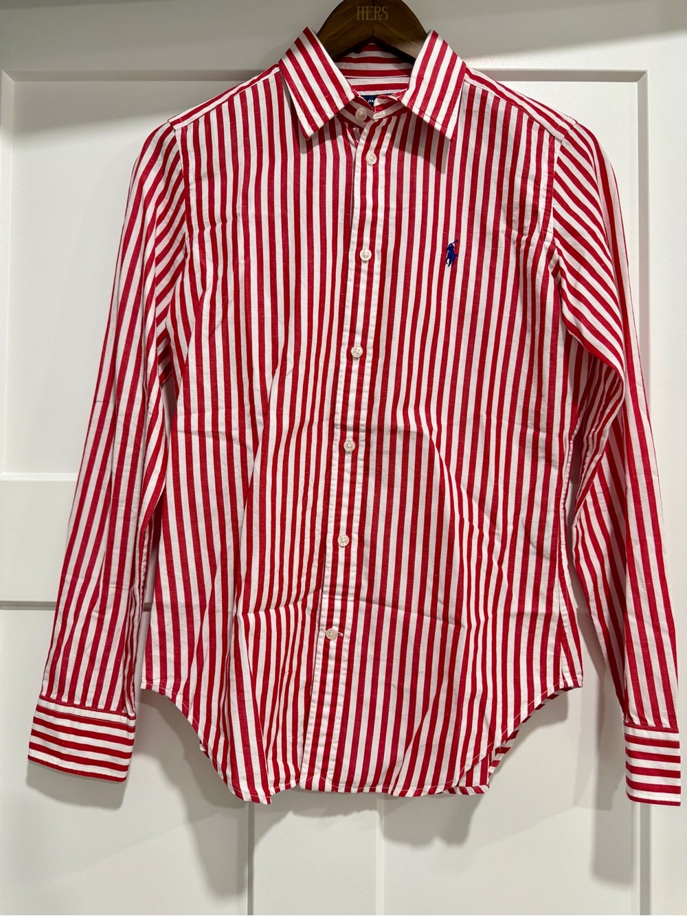 Polo by Ralph Lauren Red & White Vertical Stripe Button-Down Shirt
